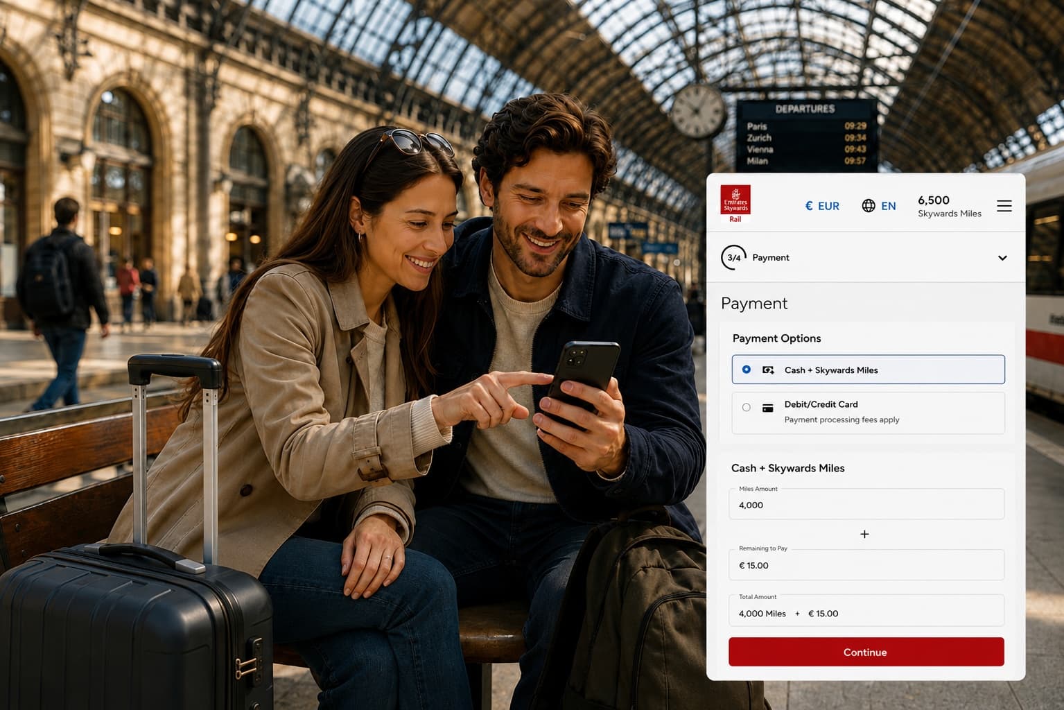 Emirates Skywards üyeleri Avrupa'da tren biletlerini mil ile satın alabilecek