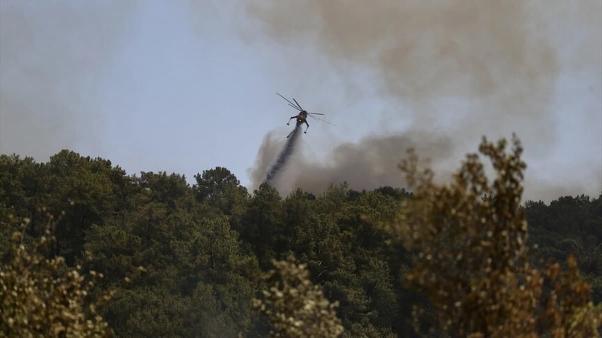 Fethiye'de orman yangınına 14 helikopter ve 200 personelle müdahale ediliyor